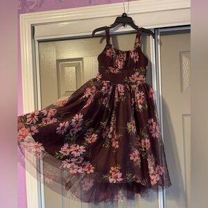 Burgundy Floral Girls Dress size XS
